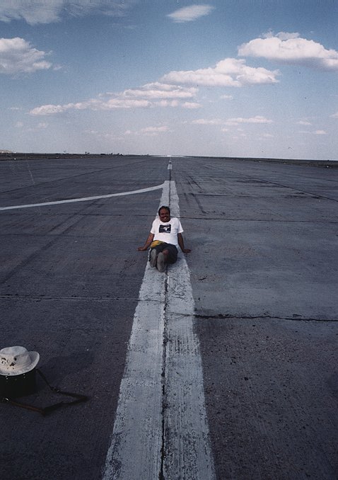 Ken Harman on Buran Space Shuttle's runway in Baikonour