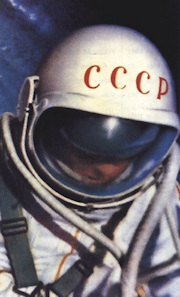 closeup of the real Alexei Leonov during the world's first spacewalk