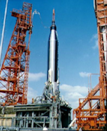 Mercury-Atlas 9 (Faith 7) being prepared for launch, May 1963