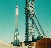 Proton L-1 (Zond) on the pad at Baikonour